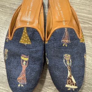 Stubbs &Wootton Women’s Denim and Brown Loafers
